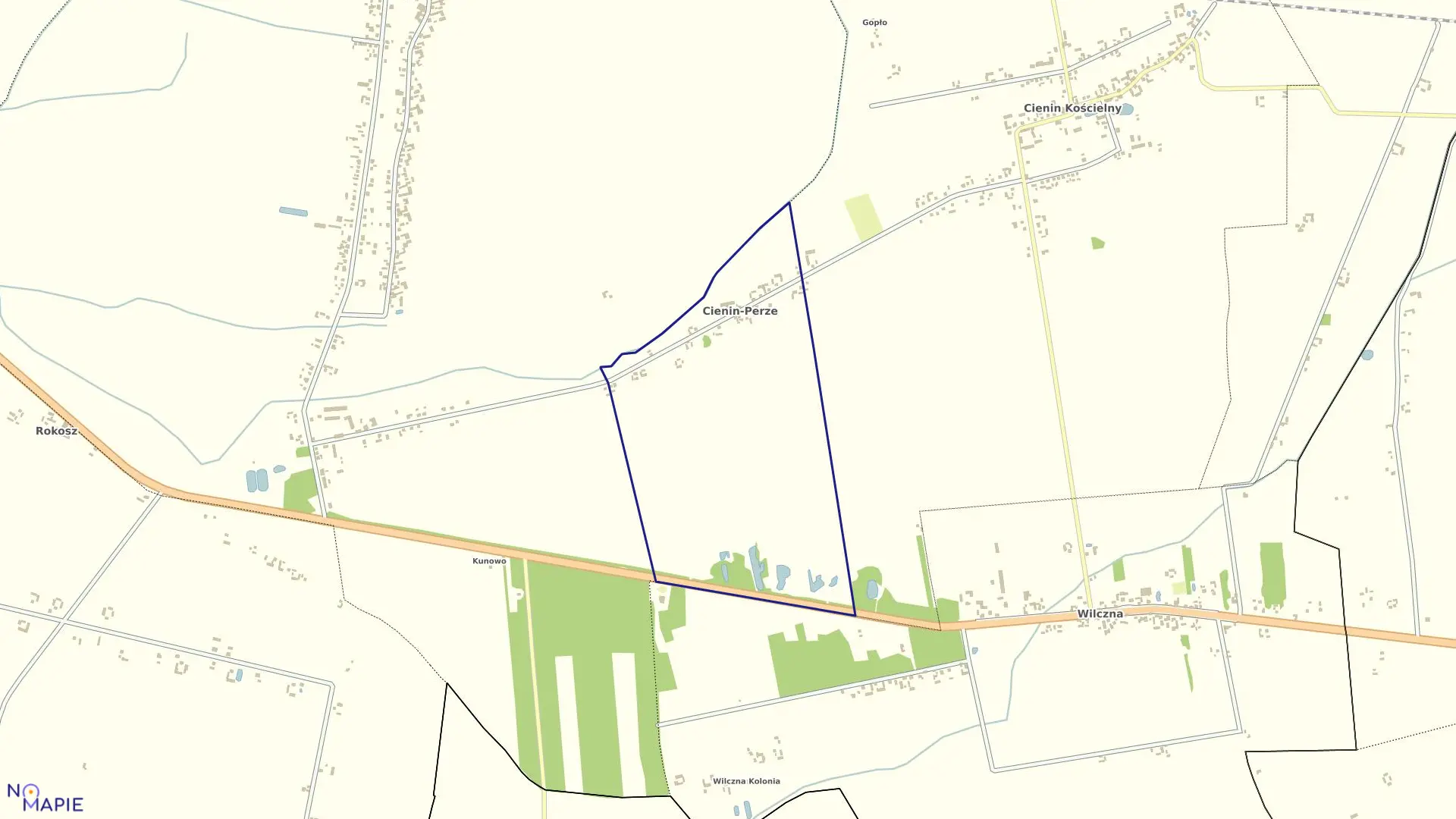 Mapa obrębu CIENIN - PERZE w gminie Słupca