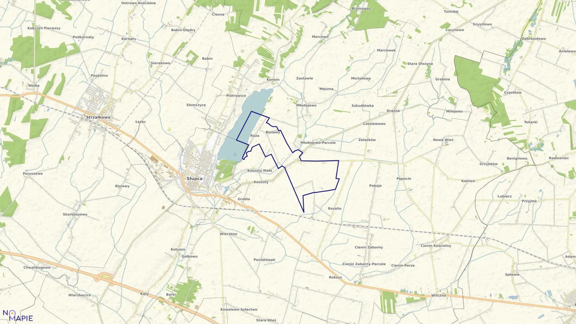 Mapa obrębu KOSZUTY - PARCELE w gminie Słupca