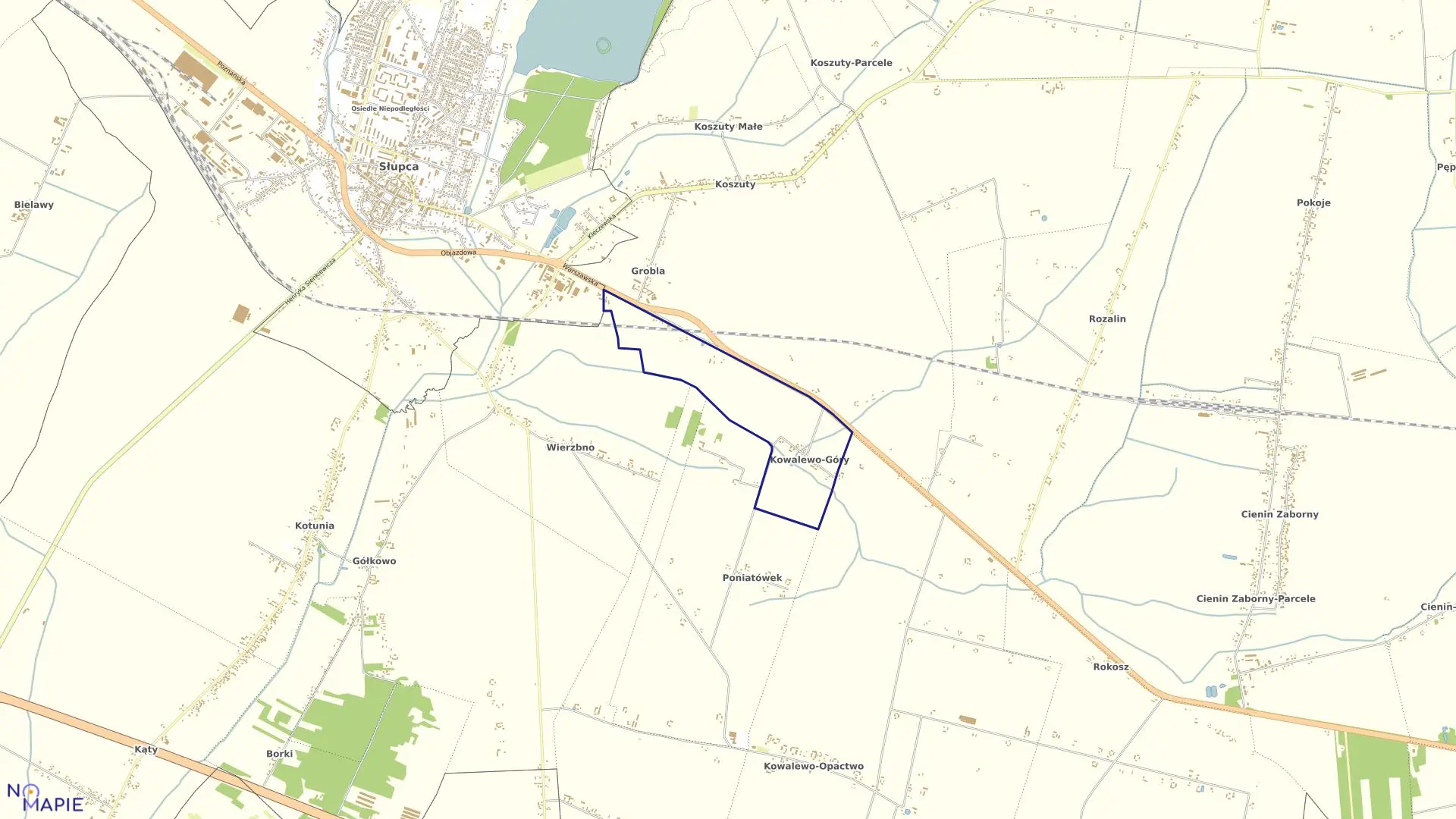 Mapa obrębu KOWALEWO - GÓRY w gminie Słupca