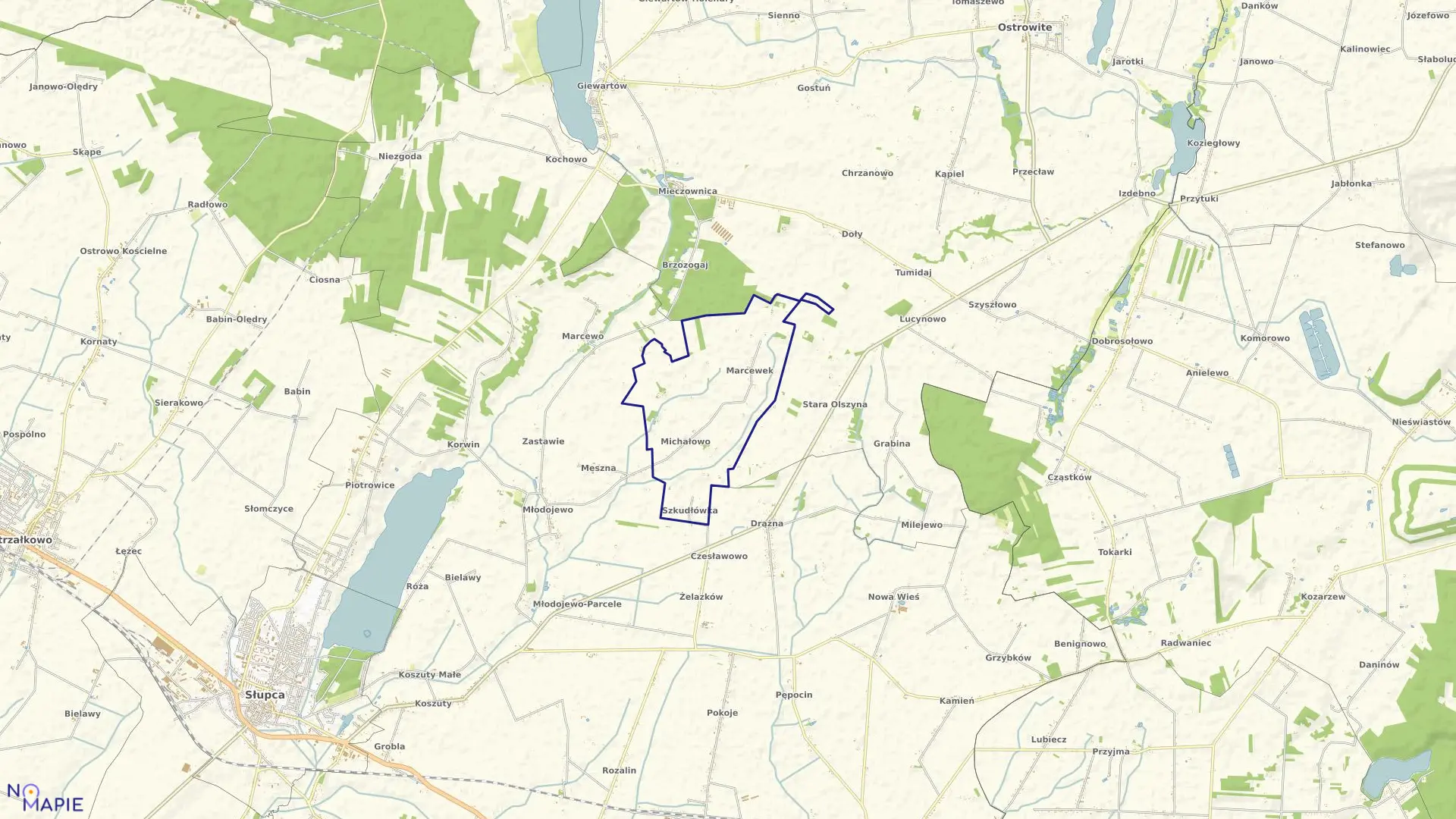 Mapa obrębu MARCEWEK w gminie Słupca