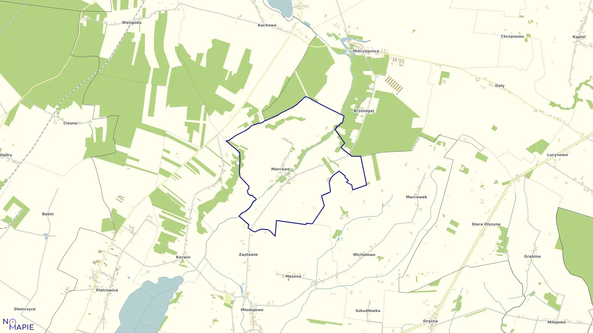 Mapa obrębu MARCEWO w gminie Słupca