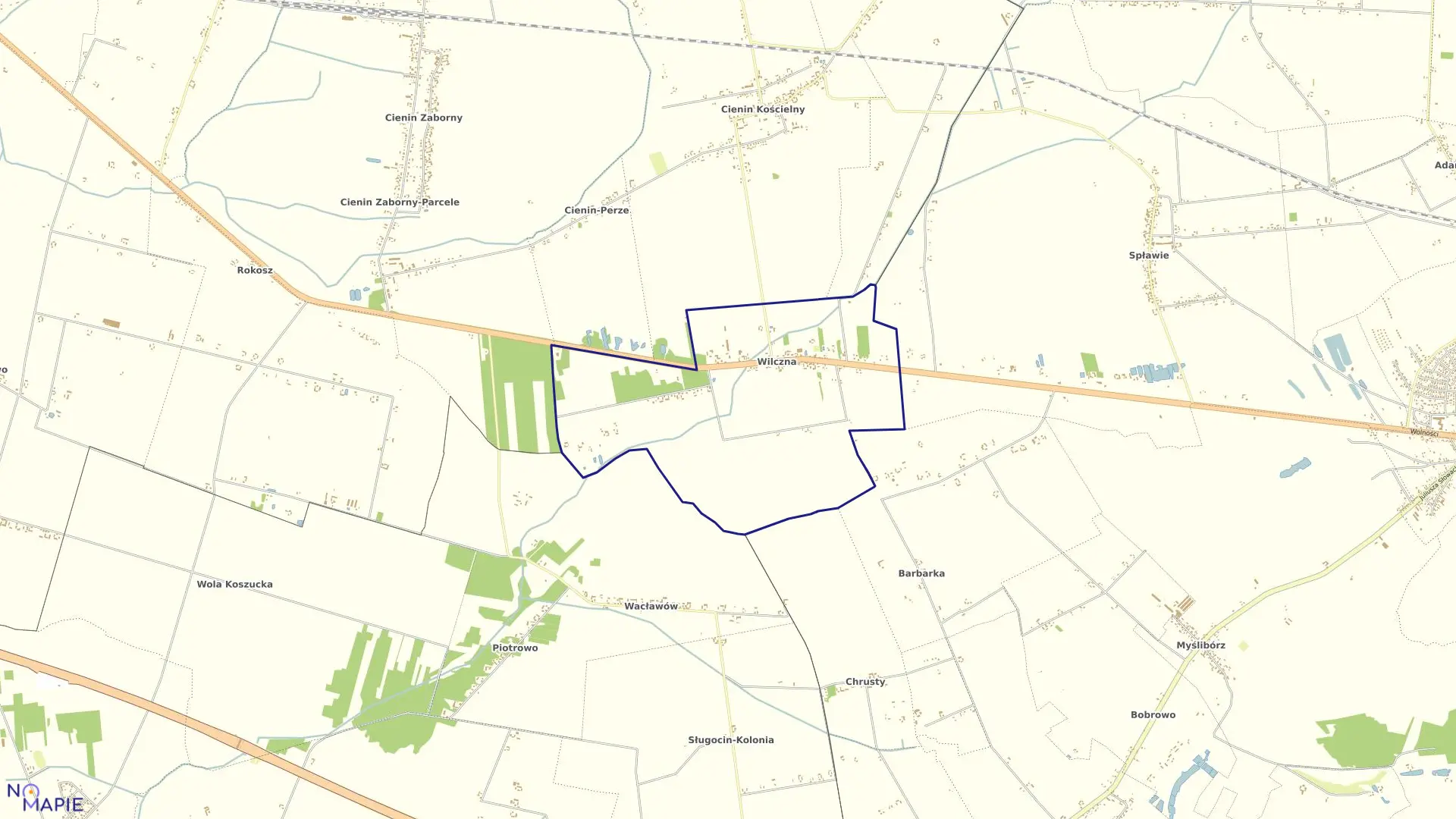 Mapa obrębu WILCZNA w gminie Słupca