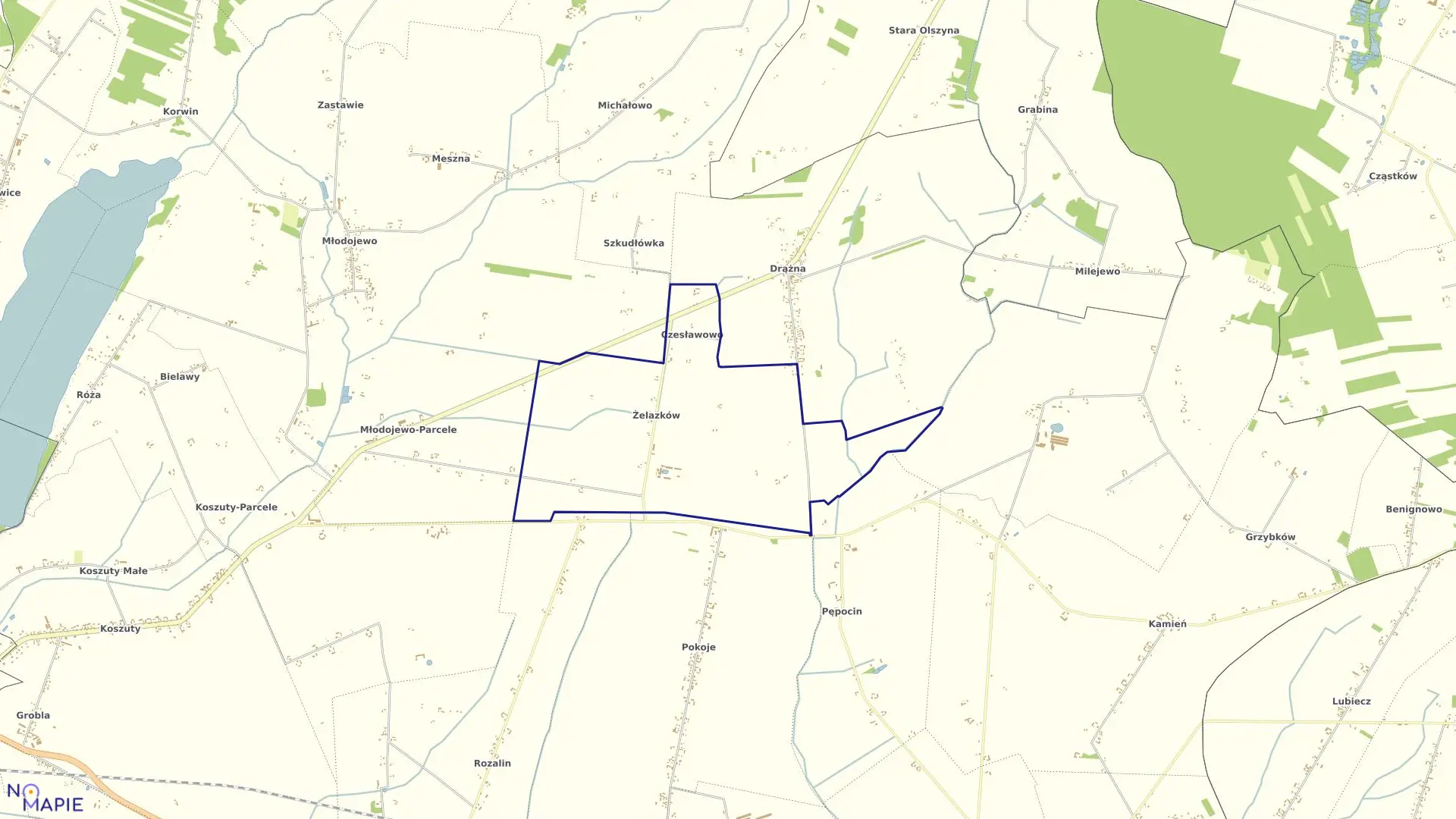 Mapa obrębu ŻELAZKÓW w gminie Słupca